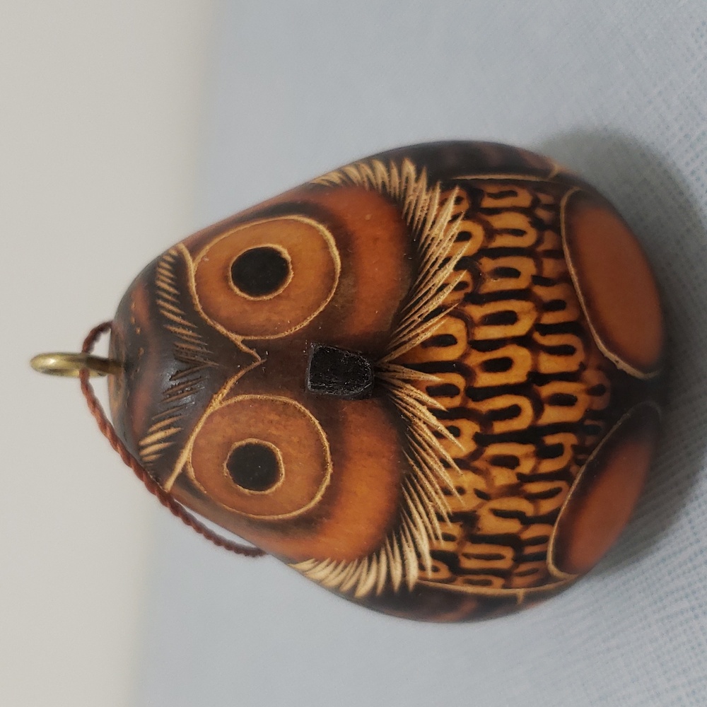 New Beautiful Lucuma Designs Peruvian Gourd Hanging Owl or Table Top Decoration